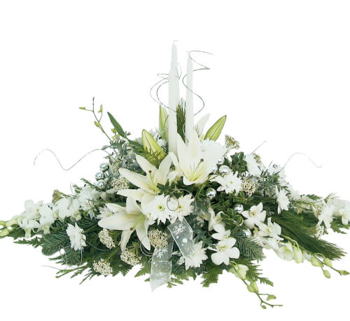 white flower arrangements for christmas