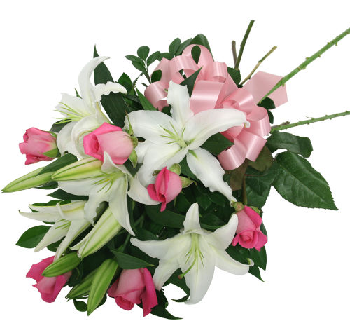 Pink Rose and Lily Bouquet