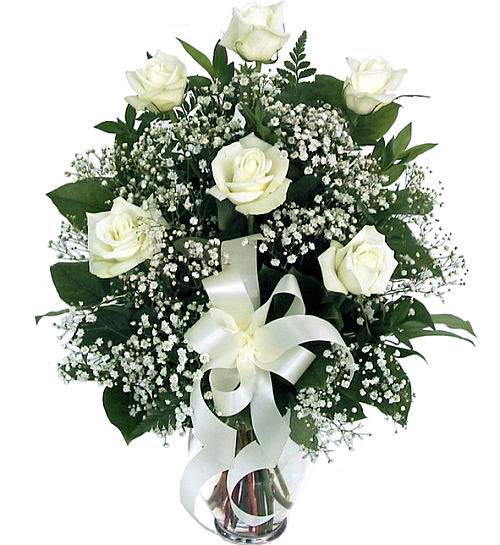 Six White Roses