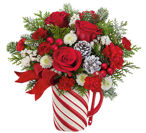 Teleflora's Send a Hug Festive Candy Cane Bouquet