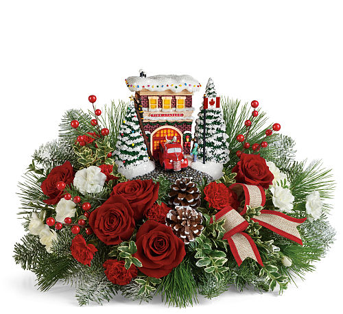 Thomas Kinkade's Festive Fire Station Bouquet