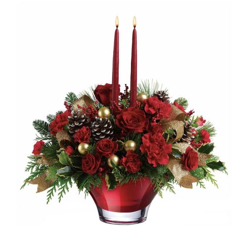 Teleflora's Holiday Flair Centerpiece #CC3TA · Teleflora ...