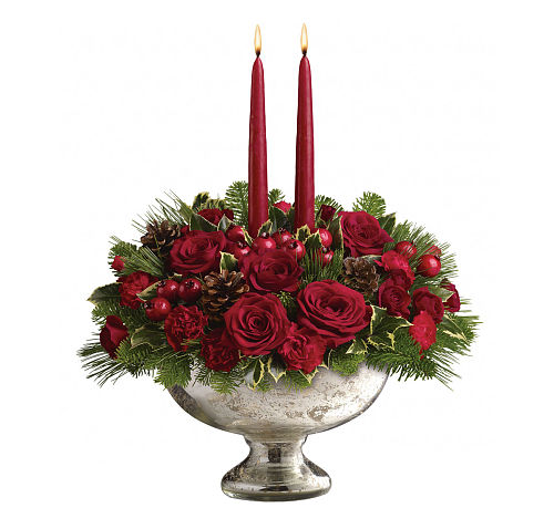 Teleflora's Mercury Glass Bowl Bouquet