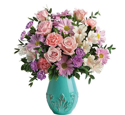 Teleflora's Blushing Aqua Bouquet